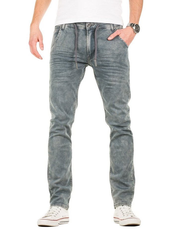 WOTEGA Slim-fit-Jeans Herren Jogginghose in Jeans-Look Joshua Stretch Hose in Jogging Jeans Sweathosen Denim von WOTEGA