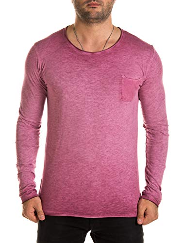 WOTEGA Tshirts Herren Longsleeve Shirt Zac - Longshirt Langarmshirt Vintage T-Shirts Maenner Shirt Rote Bordo Langarm, Rot (Bordeaux 171710), L von WOTEGA