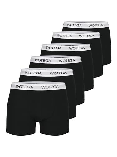 WOTEGA Joe - Unterwäsche Herren 6er Pack - Baumwoll Männer Boxershorts - Basic Unterhosen - Männerunterhosen, Schwarz (Black 194008), M von WOTEGA