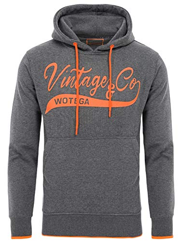 WOTEGA WT Star Herren Hoodie - Dunkelgrauer Pullover Mit Kapuze - Sweater Für Männer Anthrazit - Sweatshirt mit Taschen, Grau (Tornado 183907), M von WOTEGA