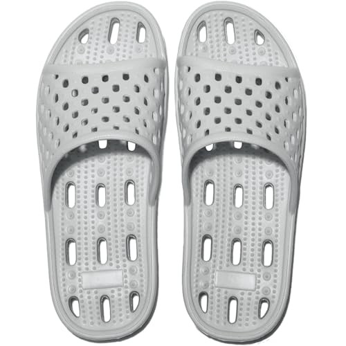 Badeschlappen Damen Herren rutschfeste Badelatschen Schnell Trocknende Duschhausschuhe Badeschuhe Sommersandalen Unisex Grau 40 EU Weit von WOTTE