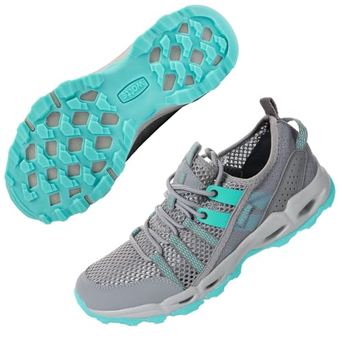WOTTE Wanderschuhe Damen Trekkingschuhe Leicht rutschfeste Outdoor-Sportschuhe Atmungsaktive Mesh Sommer Fahrradschuhe Wasserschuhe Blau 37 EU von WOTTE
