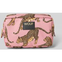 WOUF Kosmetiktasche mit Label-Patch Modell 'Blush Leopard' in Altrosa, Größe 1 von WOUF