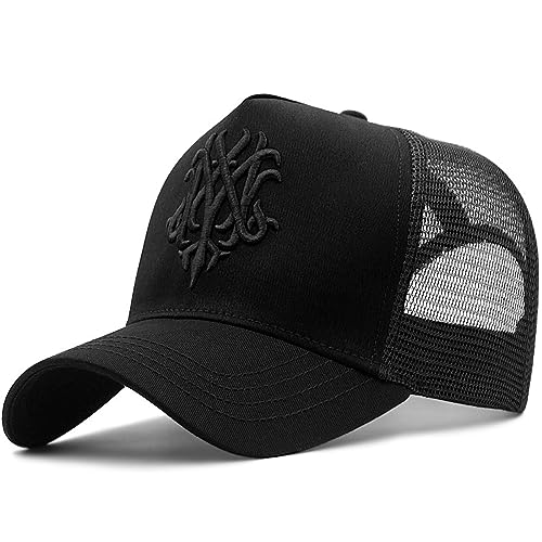 Basecap Herren Big Head Man Große Mesh-Baseballmützen Männlich Outdoor Plus Size Sport Caps Dad Oversize Trucker Cap 56-60 cm 60-65 cm, Schwarz Schwarz, 60-65 cm von WOUND