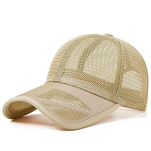 Basecap Herren Versand Sommer Full Mesh Big Size Baseball Cap Lady Oversize Sport Snapback Hut Männer Große Trucker Caps 56-60Cm 60-65Cm,Khaki,60-65Cm von WouND