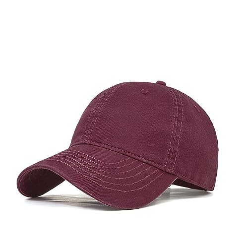 Basecap Herren Weiche Baumwolle Blank Golf Trucker Hut Damen Einfarbig Sonnenkappe Männer Plus Größe Snapback Baseball Cap 55-60 cm 60-65 cm, Weinrot, 55-60 cm von WOUND