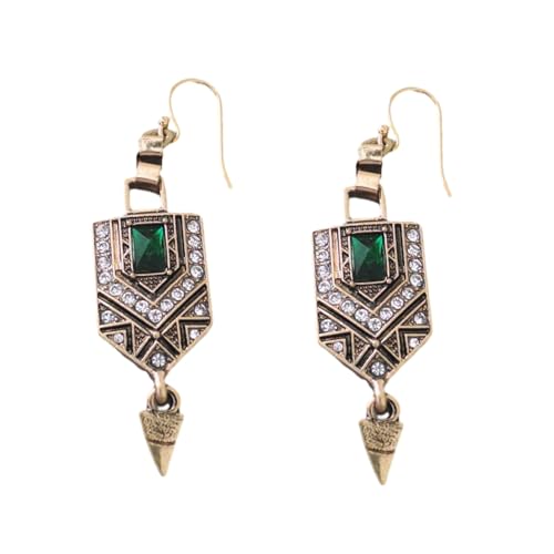 Retro Ohr Baumeln Grüne Emerald Ohranhänger Strassohrringe Ornament Fashion Accessoires Für Den Täglichen Verschleiß von WOURRD