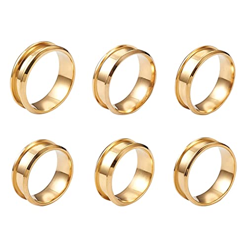 WOURRD 6 Pcs Gerillte Fingerringe Edelstahlringe Kernlanker Ringe Hohe Polierte Gerillte Fingerring Metallringe Machen von WOURRD