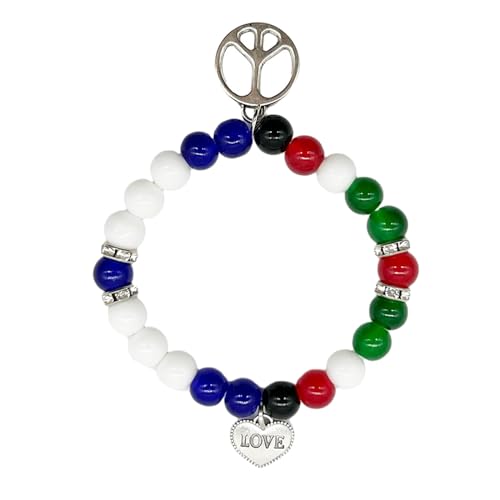 WOURRD Frauen Liebe Und Frieden Acrylperlen Armbänder Kalte Hip Hop Trend Flagge Farbe Passende Süße Temperamentschmuck von WOURRD