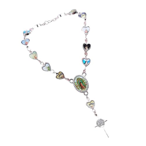 WOURRD Perlenarmband Kruzifix Anhänger Handchain Religiöses Armband Verstellbar von WOURRD