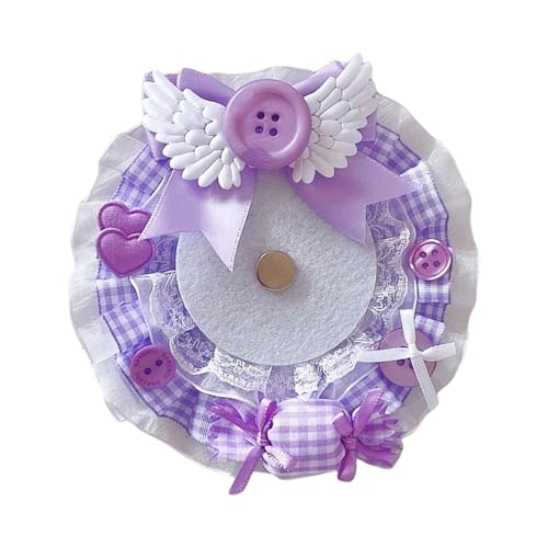 WOURRD Spitzen Abzeichen Display Mit Candy Factor. Eleganter Button Abzeichen Display Ständer Mit Spitzen Und Bonbon Designs Für Stilvolle Outfits von WOURRD