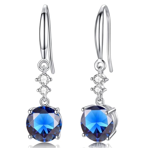 Ohrringe Silber 925 Hängend Silberohrringe 925 Damen Saphir Zirkonia Geburtsstein Geburtstag Geschenk von WOVEE