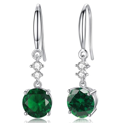 Ohrringe Silber 925 Hängend Silberohrringe 925 Damen Smaragd Zirkonia Geburtsstein Geburtstag Geschenk von WOVEE