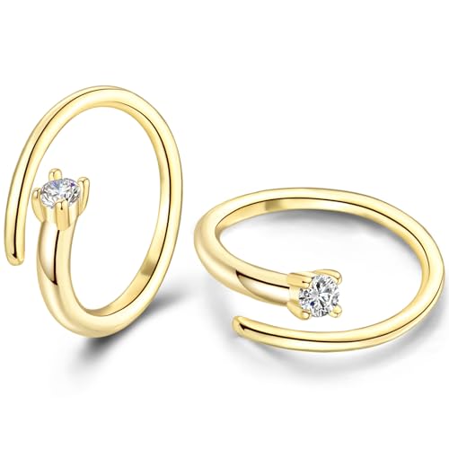 WOVEE Kleine Ohrringe Stecker Mini Ohrstecker Zirkonia Offene Halb Creolen Huggie Gold Damen Schmuck Geschenke von WOVEE