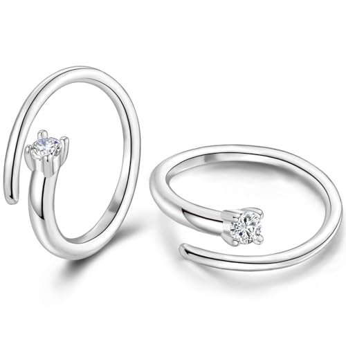 WOVEE Kleine Ohrringe Stecker Mini Ohrstecker Zirkonia Offene Halb Creolen Huggie Silber Damen Schmuck Geschenke von WOVEE