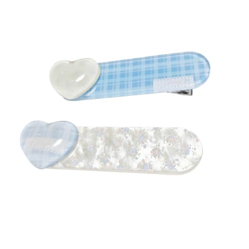 Extra starke und rutschfeste Baumwoll-Haarbänder Haargummis für Frauen und Mädchen Workout Hochzeit Haarschmuck (A pair of blue hearts,multicolor) von WOVSTNOV