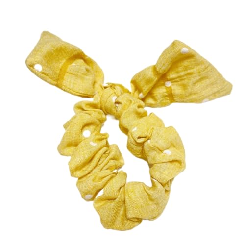 Extra starke und rutschfeste Baumwoll-Haarbänder Haargummis für Frauen und Mädchen Workout Hochzeit Haarschmuck (Yellow polka dot,multicolor) von WOVSTNOV