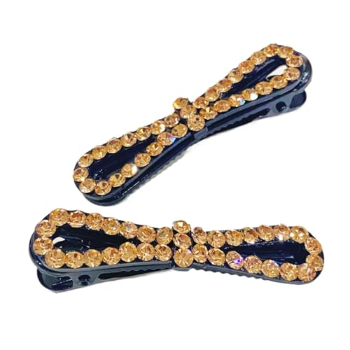 Glitzernde Kristall-Haarnadeln Strass-Kristall-Haarspangen Clips Glitzer-Haarschmuck für Frauen und Mädchen (A pair of 6cm orange bows) von WOVSTNOV