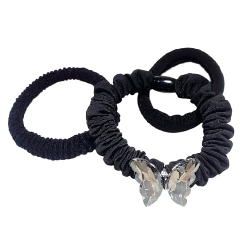 Minimalistische Scrunchies und elastische Strass-Haarbänder für Frauen Mädchen Designer Haarschmuck (Crystal Butterfly 3 pieces) von WOVSTNOV