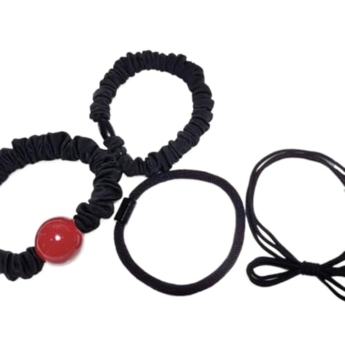Minimalistische Scrunchies und elastische Strass-Haarbänder für Frauen Mädchen Designer Haarschmuck (Lucky red beads 4 pieces) von WOVSTNOV