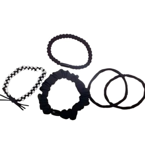 Minimalistische Scrunchies und elastische Strass-Haarbänder für Frauen Mädchen Designer Haarschmuck (Pearl 5 pieces) von WOVSTNOV