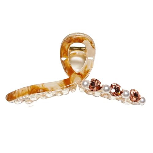 Starker Halt und rutschfeste Haarkrallenclips für Frauen und Mädchen Handgemachte Haarkrallenclips und Barrettes (Light Amber 13cm) von WOVSTNOV