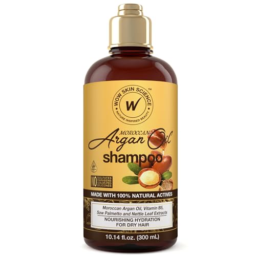 WOW Skin Science Marokkanisches Arganöl-Shampoo – Sulfatfreies Shampoo für trockenes Haar – Feuchtigkeitsspendendes Shampoo für Damen und Herren (Braun, 16,91 fl oz (Packung mit 1)) von WOW Skin Science