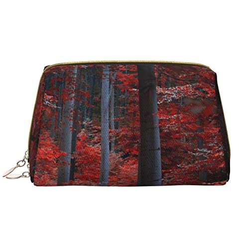 WOWBED Ahornblätter, Herbstlandschaft, bedruckt, Reise-Make-up-Tasche, tragbare Kosmetiktasche, große Kosmetiktasche, Organizer, Kosmetiktasche mit Reißverschluss, für Damen von WOWBED