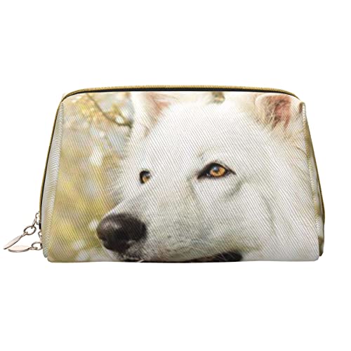 WOWBED Deutscher Schäferhund, bedruckte Reise-Make-up-Tasche, tragbare Kosmetiktasche große Kosmetiktasche Organizer Kosmetiktasche mit Reißverschluss für Frauen und Mädchen Weiss/opulenter Garten von WOWBED