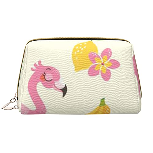 WOWBED Flamingos und Ananas bedruckte Reise-Make-up-Tasche tragbare Kosmetiktasche große Kosmetiktasche mit Reißverschluss für Damen und Mädchen, Weiss/opulenter Garten, Einheitsgröße von WOWBED