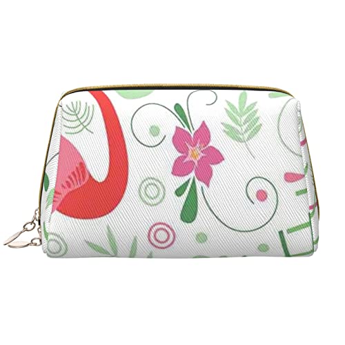 WOWBED Floral Flamingo Botanik bedruckte Reise-Make-up-Tasche tragbare Kosmetiktasche große Kosmetiktasche mit Reißverschluss für Damen und Mädchen, Weiss/opulenter Garten, Einheitsgröße von WOWBED