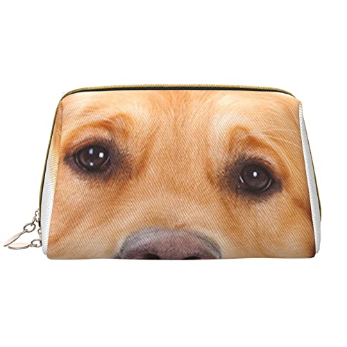 WOWBED Golden Retriever bedruckte Leder-Make-up-Tasche, große Reise-Make-up-Organizer, Kosmetik-Pinsel-Tasche für Damen und Mädchen, Weiss/opulenter Garten, Einheitsgröße von WOWBED