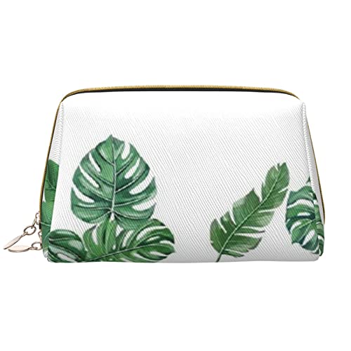 WOWBED Green Plants Fresh Printed Leder Make-up Tasche Groß Reise Make Up Organizer Kosmetik Pinsel Taschen Etui für Frauen und Mädchen, Weiss/opulenter Garten, Einheitsgröße von WOWBED