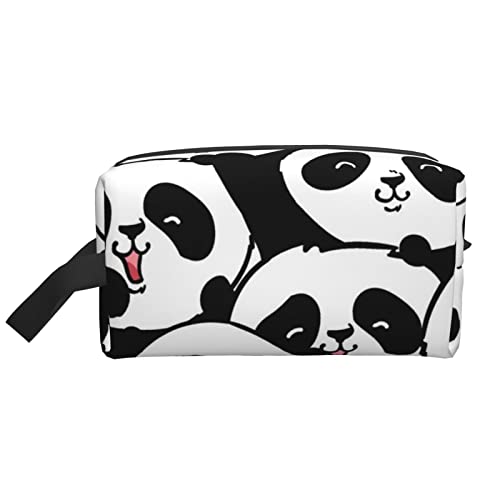 WOWBED Große Make-up-Tasche mit Panda-Muster, mit Reißverschluss, tragbar, Reise-Kosmetik-Organizer für Frauen und Mädchen, Weiß, Einheitsgröße, weiß, Einheitsgröße von WOWBED