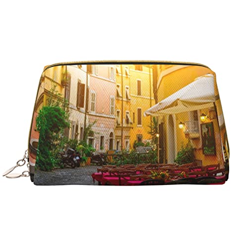 WOWBED Italian Old Street bedruckte Leder-Make-up-Tasche, große Reise-Make-up-Organizer, Kosmetiktasche für Damen und Mädchen, Weiss/opulenter Garten, Einheitsgröße von WOWBED