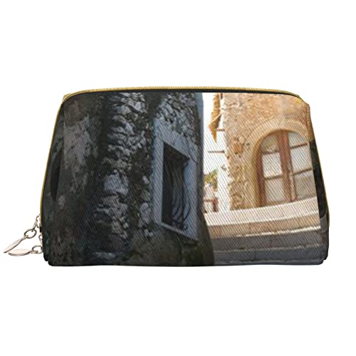 WOWBED Italian Street bedruckte Leder-Make-up-Tasche, große Reise-Make-up-Organizer, Kosmetiktasche für Damen und Mädchen, Weiss/opulenter Garten, Einheitsgröße von WOWBED