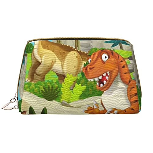 WOWBED Jurassic Period Dinosaurier bedruckte Leder Make-up Tasche Groß Reise Make Up Organizer Kosmetik Pinsel Taschen Etui für Frauen und Mädchen, Weiss/opulenter Garten, Einheitsgröße von WOWBED