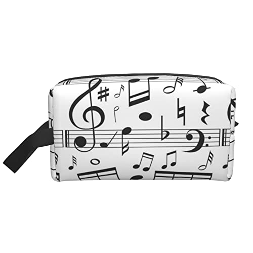 WOWBED Kosmetiktasche mit Musiknotenmotiv, groß, mit Reißverschluss, tragbar, Reise-Organizer für Damen und Mädchen, Weiß, Einheitsgröße, weiß, Einheitsgröße von WOWBED