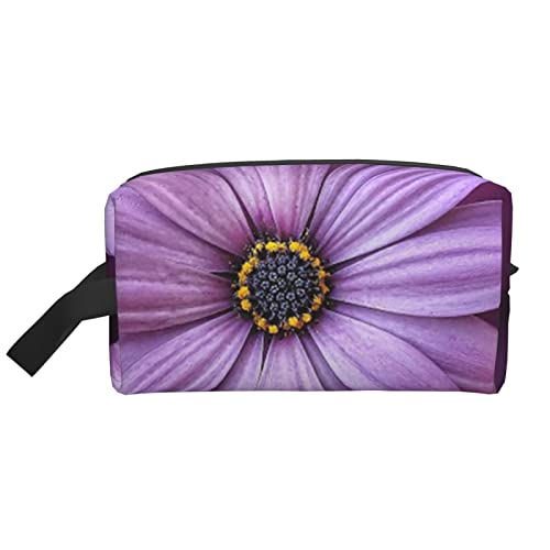 WOWBED Lila Chrysanthemen-bedruckte große Make-up-Tasche mit Reißverschluss, tragbarer Reise-Kosmetik-Organizer für Frauen und Mädchen, Weiß, Einheitsgröße, weiß, Einheitsgröße von WOWBED