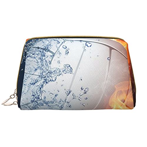 WOWBED Make-up-Tasche aus Leder, mit Eis und Feuer, bedruckt, groß, für Reisen und Mädchen, Weiss/opulenter Garten, Einheitsgröße von WOWBED