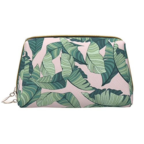 WOWBED Make-up-Tasche aus Leder, mit grüner Palme, groß, für Reisen, Make-up-Organizer, Kosmetikpinsel, Tasche für Damen und Mädchen, Weiss/opulenter Garten, Einheitsgröße von WOWBED