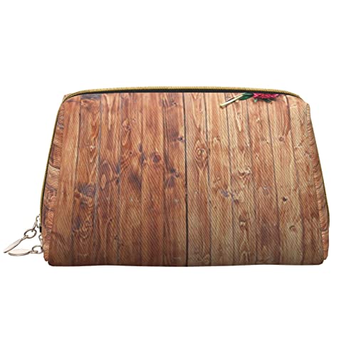 WOWBED Make-up-Tasche mit Blumenmuster auf Holz, Leder, groß, Reise-Make-up-Organizer, Kosmetiktasche für Damen und Mädchen, Weiss/opulenter Garten, Einheitsgröße von WOWBED