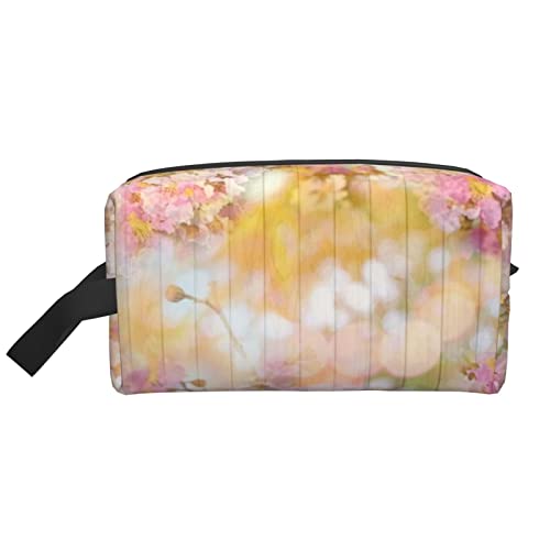 WOWBED Make-up-Tasche mit Reißverschluss, Blumenmuster, Blumenmuster, groß, tragbar, für Damen und Mädchen, Weiß, Einheitsgröße, weiß, Einheitsgröße von WOWBED