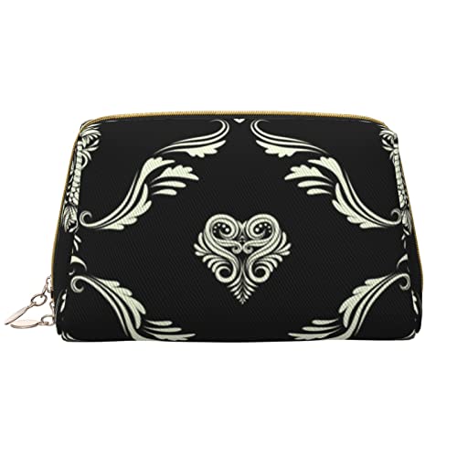 WOWBED Make-up-Tasche mit Totenkopf-Motiv, bedruckt, Leder, groß, für Reisen, Make-up, Organizer, Kosmetikpinsel, Tasche für Frauen und Mädchen, Weiss/opulenter Garten, Einheitsgröße von WOWBED