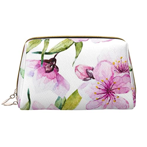 WOWBED Make-up-Tasche mit hawaiianischem Blumendruck, aus Leder, groß, für Reisen und Make-up, Organizer, Kosmetiktasche für Frauen und Mädchen, Weiss/opulenter Garten, Einheitsgröße von WOWBED