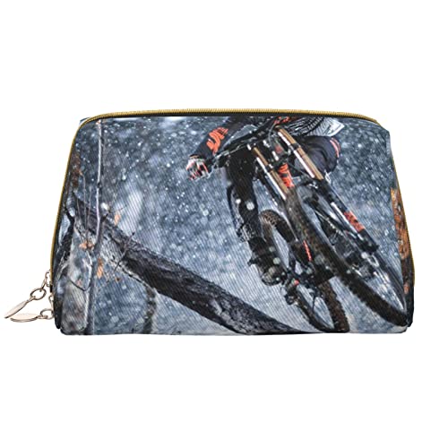 WOWBED Mountainbike Turnier bedruckte Reise-Make-up-Tasche tragbare Kosmetiktasche große Kosmetiktasche mit Reißverschluss für Damen und Mädchen, Weiss/opulenter Garten, Einheitsgröße von WOWBED