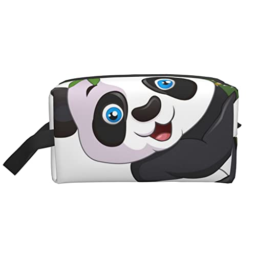 WOWBED Naughty Panda bedruckte große Make-up-Tasche mit Reißverschluss, tragbar, Reise-Kosmetik-Organizer für Frauen und Mädchen, Weiß, Einheitsgröße, weiß, Einheitsgröße von WOWBED