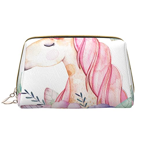 WOWBED Reise-Make-up-Tasche mit Blumen- und Einhornmotiv, tragbare Kosmetiktasche, großer Kosmetiktasche, Organizer, Kosmetiktasche mit Reißverschluss für Damen Weiss, Einheitsgröße von WOWBED