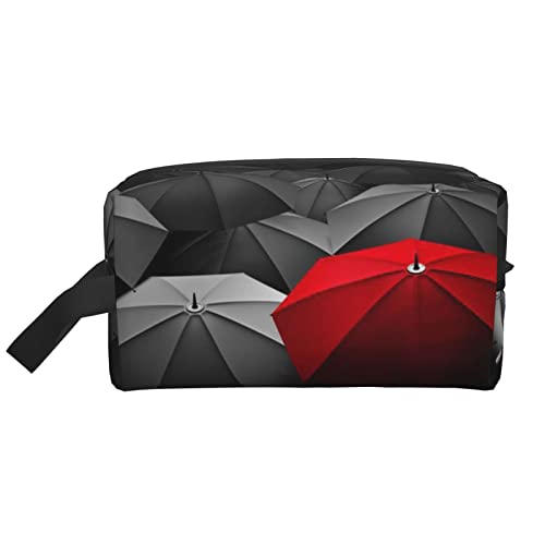 WOWBED Sadness Stormy Day Regenschirme bedruckte große Make-up-Tasche mit Reißverschluss, tragbarer Reise-Kosmetik-Organizer für Frauen und Mädchen, Weiß, Einheitsgröße, weiß, Einheitsgröße von WOWBED