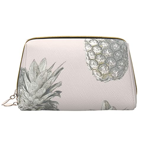 WOWBED Schöne Ananas-bedruckte Reise-Make-up-Tasche, tragbare Kosmetiktasche, große Kosmetiktasche mit Reißverschluss, Kosmetiktasche für Damen und Mädchen, Weiss/opulenter Garten, Einheitsgröße von WOWBED